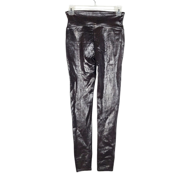 SPANX faux leather croc leggings brown/black NWT - Picture 5 of 9
